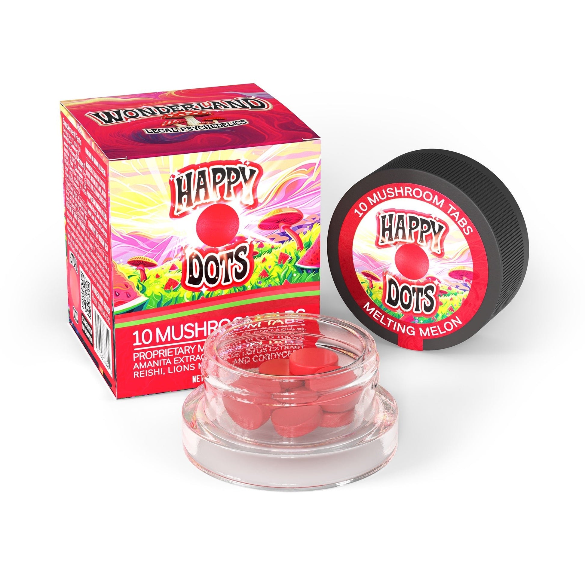 Wonderland Happy Dots Mushroom Tabs 10 count (Case of 10) - Tree Spirit Wellness