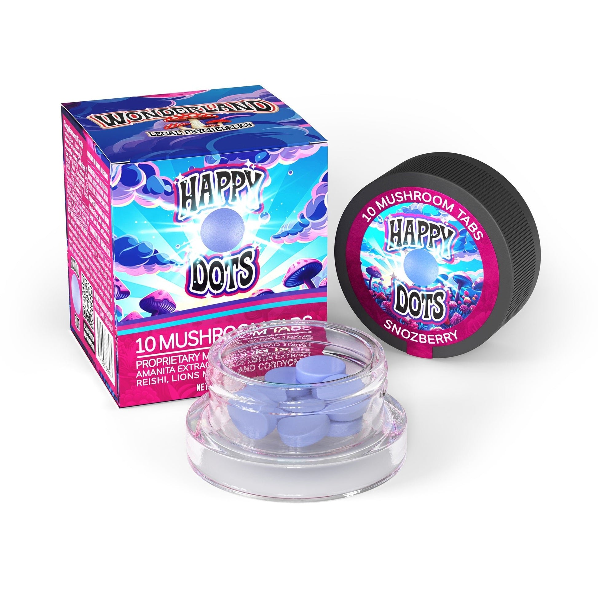 Wonderland Happy Dots Mushroom Tabs 10 count (Case of 10) - Tree Spirit Wellness