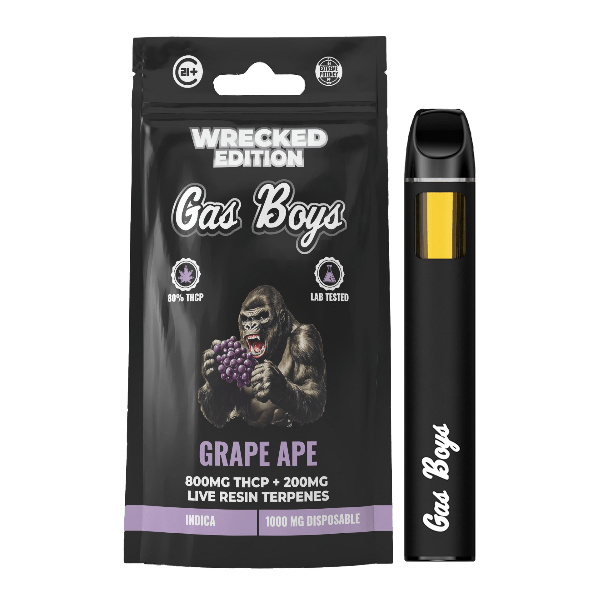 WRECKED THCP 1G DISPOSABLE VAPE - Grape Ape - Indica (10ct) - Tree Spirit Wellness