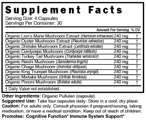 10 Mushroom Complex 2400 mg - ORGANIC 120 ct. - Tree Spirit Wellness