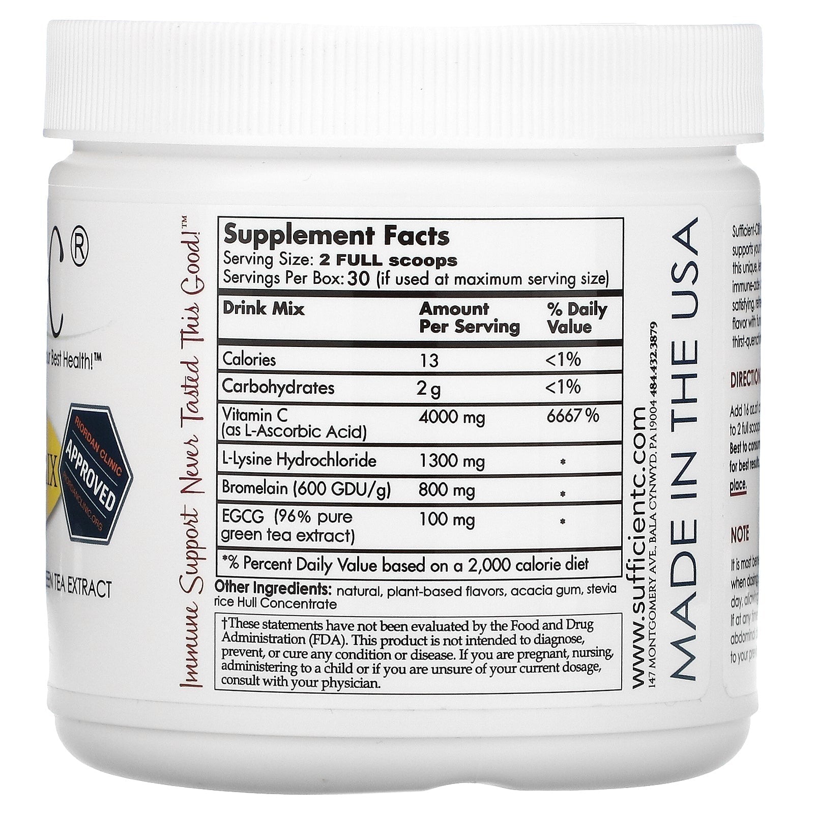 125g High Dose Vitamin C Lemon Peach Immune-Ade Drink Mix - Tree Spirit Wellness