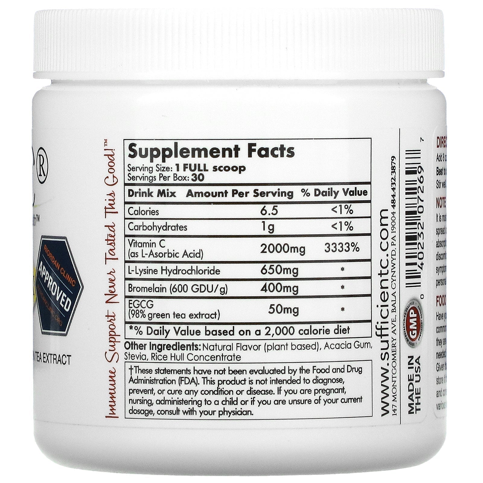 125g High Dose Vitamin C Lemon Peach Immune-Ade Drink Mix - Tree Spirit Wellness