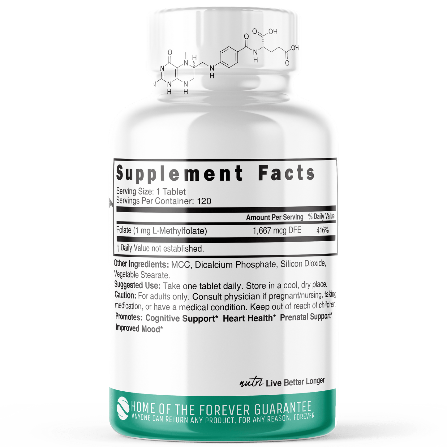 Methylfolate 1 MG - 120 Vegan Ct - Tree Spirit Wellness