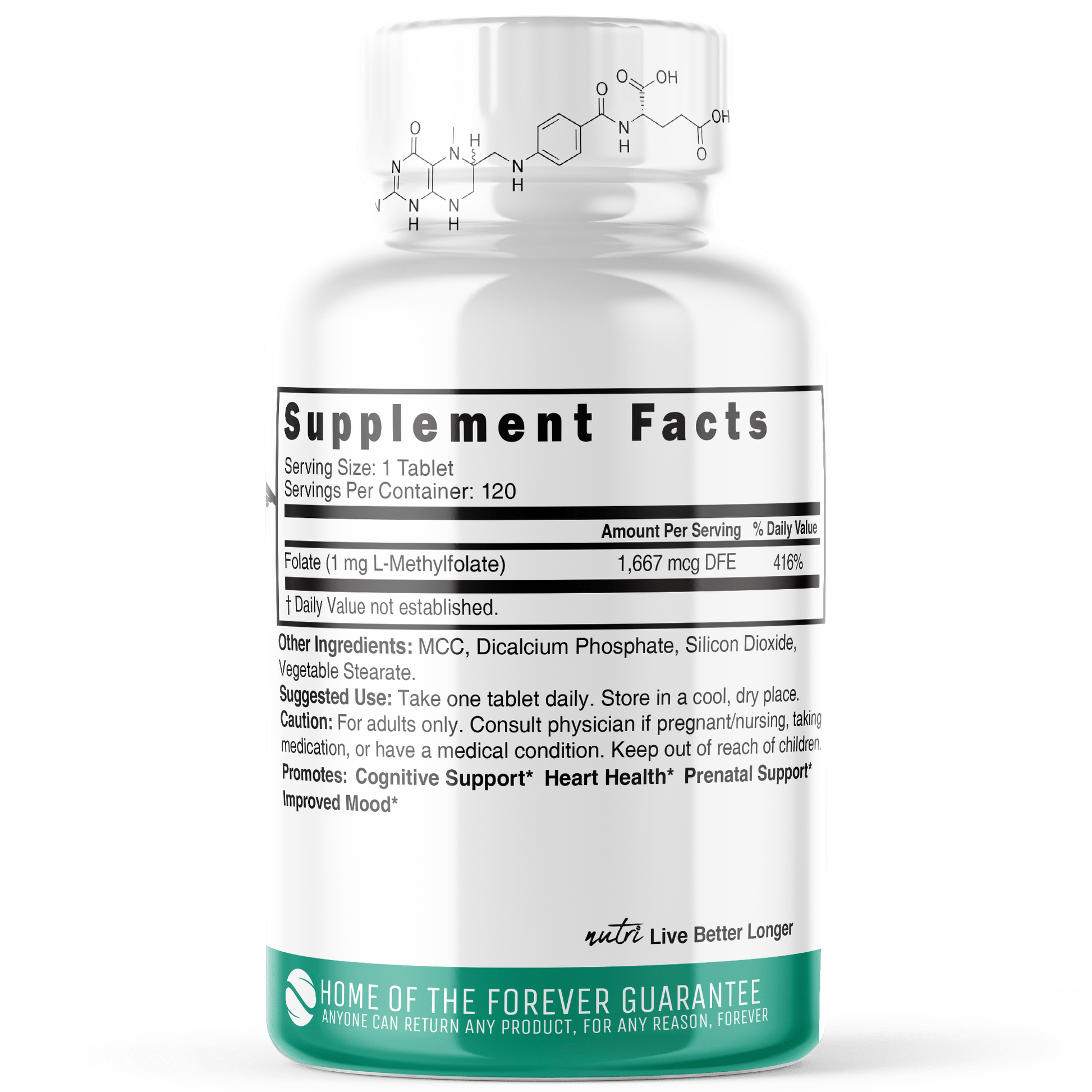 Methylfolate 1 MG - 120 Vegan Ct - Tree Spirit Wellness