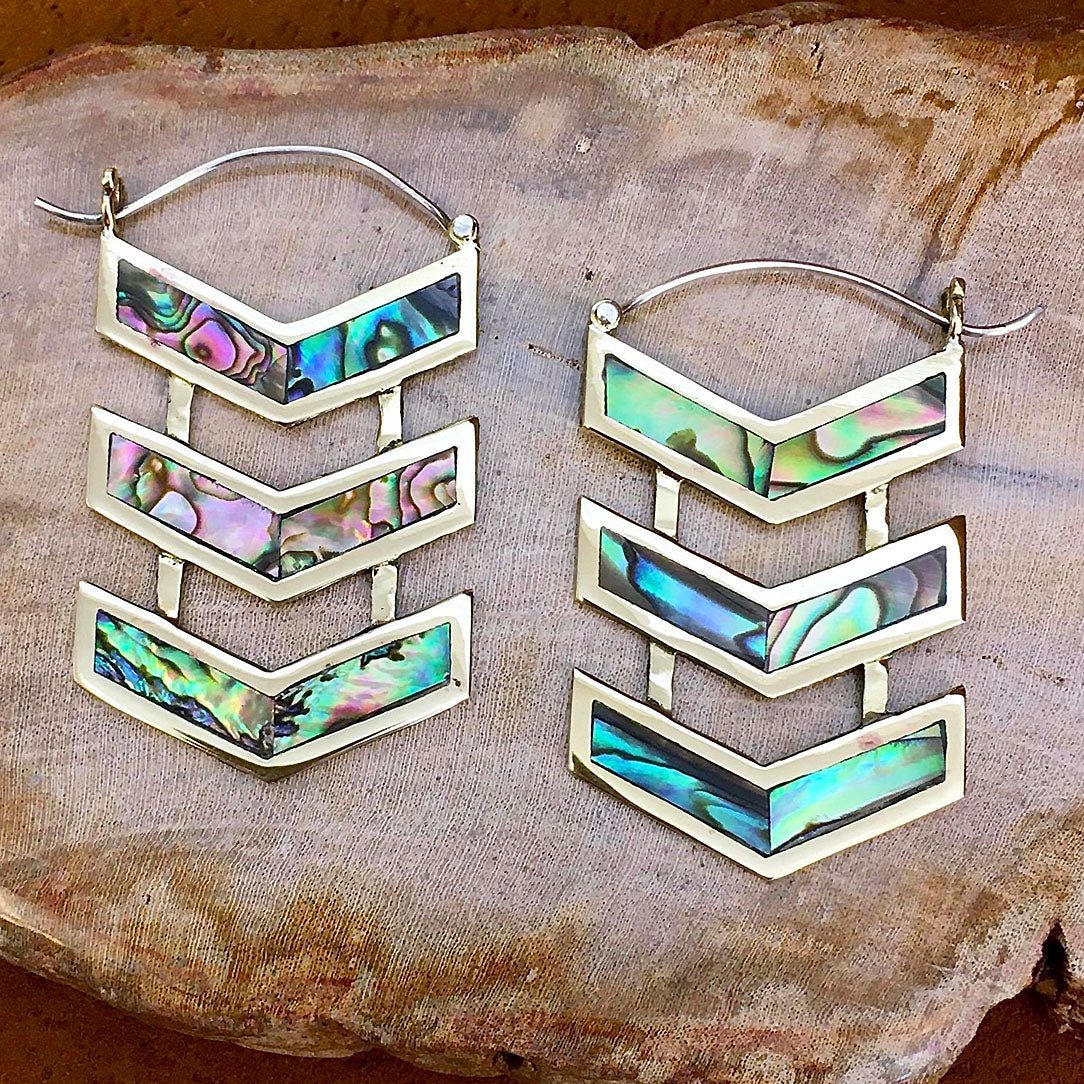 Abalone Arrow Drops - Silver Posts - Tree Spirit Wellness