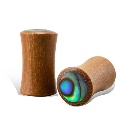 Abalone Plugs - Tan Wood - Tree Spirit Wellness