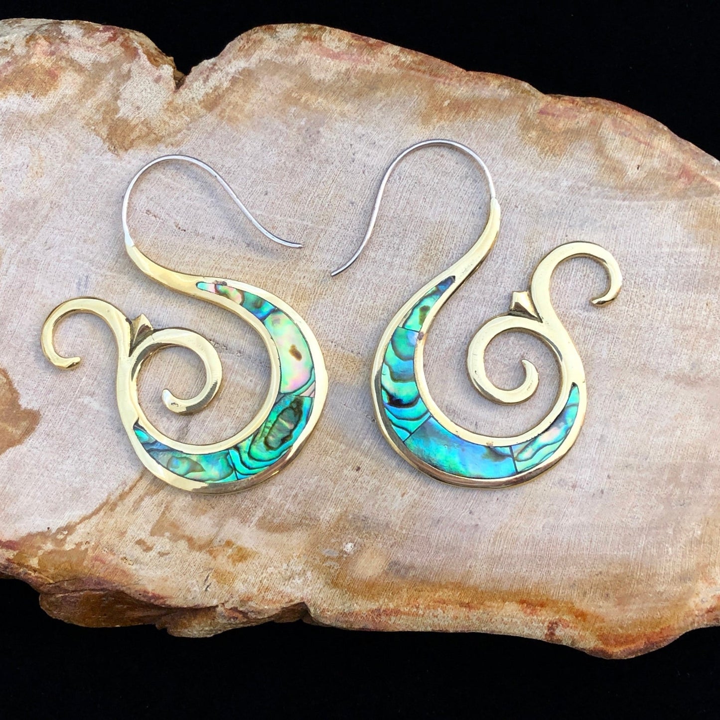 Abalone Spiral Tails - Silver Post - Tree Spirit Wellness