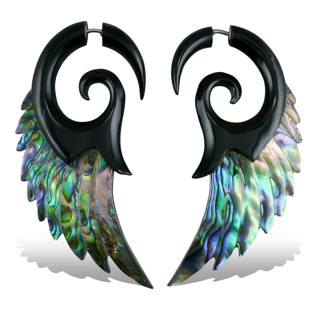 Angel Wings - Horn with Abalone - Tree Spirit Wellness