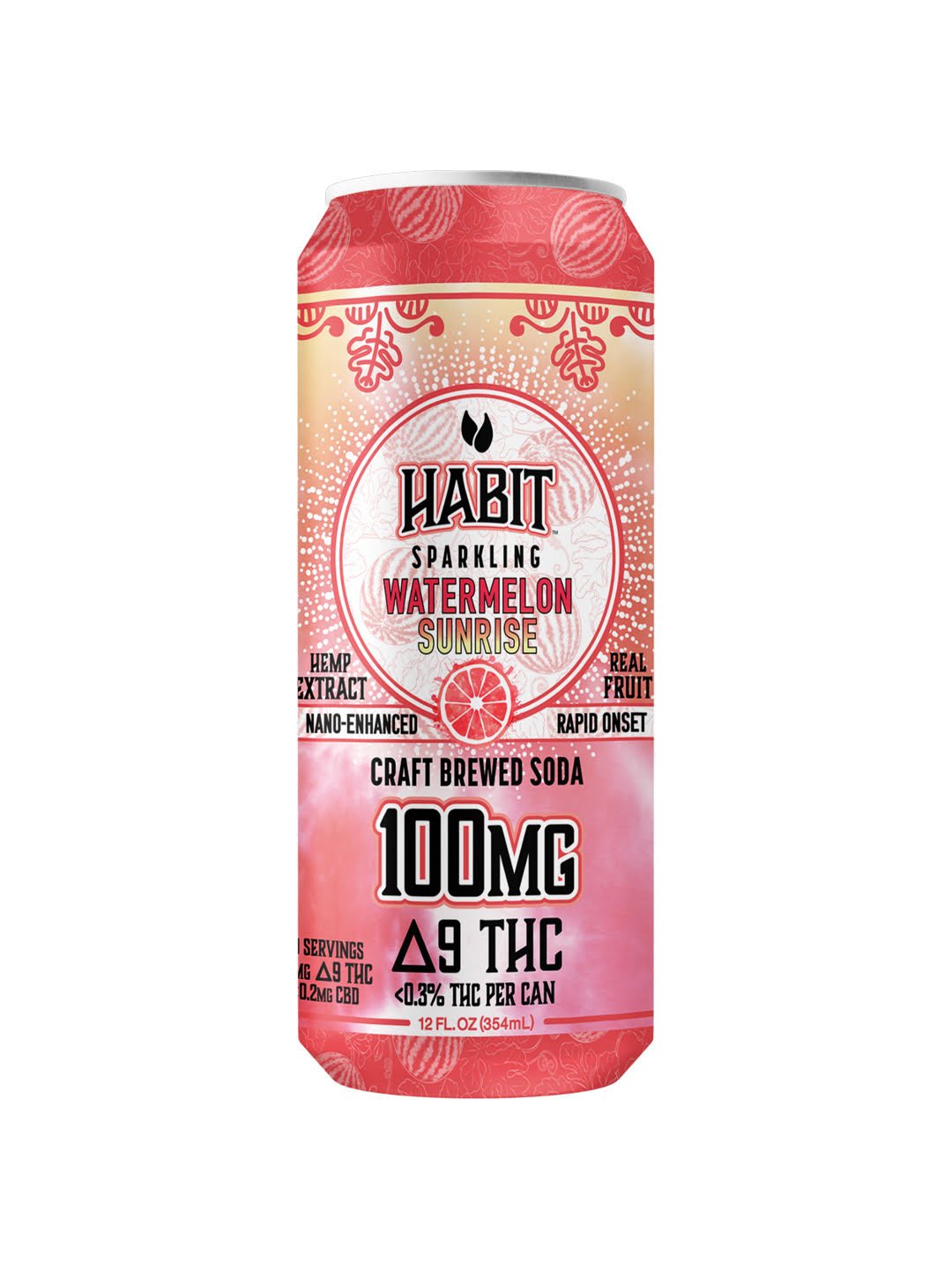 Award Winning Delta 9 Hemp Sparkling Sodas 100mg Watermelon Sunrise 12pk - Tree Spirit Wellness