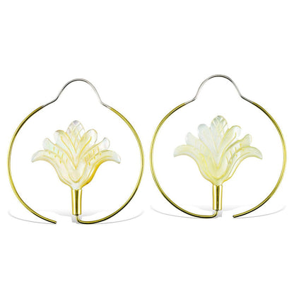 Bellflower Hoops - Shell - Tree Spirit Wellness
