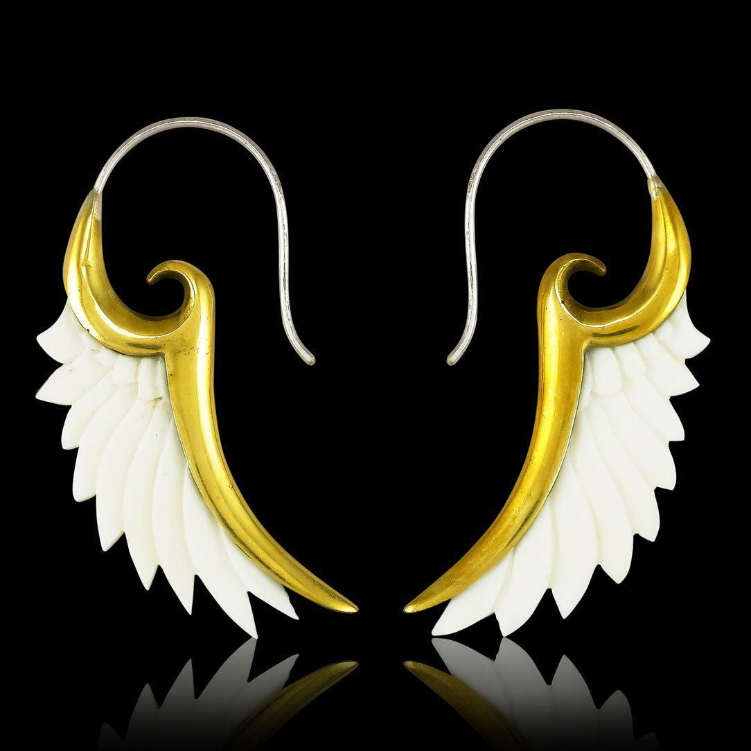 Brass Flared Wings - Bone - Tree Spirit Wellness