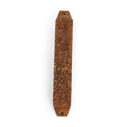 Decor - Wooden Mezuzah Case 9"x1.5" Ornamental - Tree Spirit Wellness