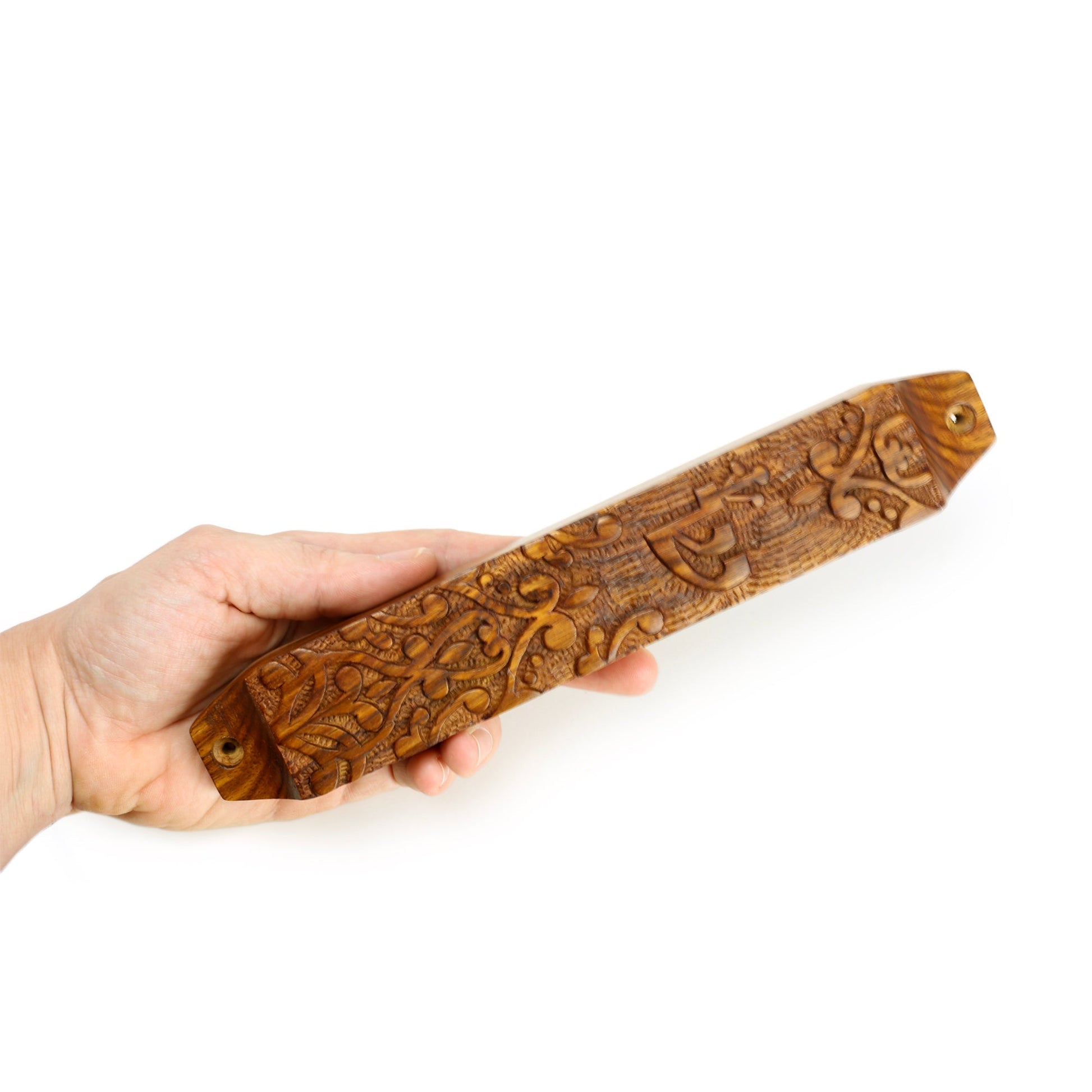 Decor - Wooden Mezuzah Case 9"x1.5" Ornamental - Tree Spirit Wellness