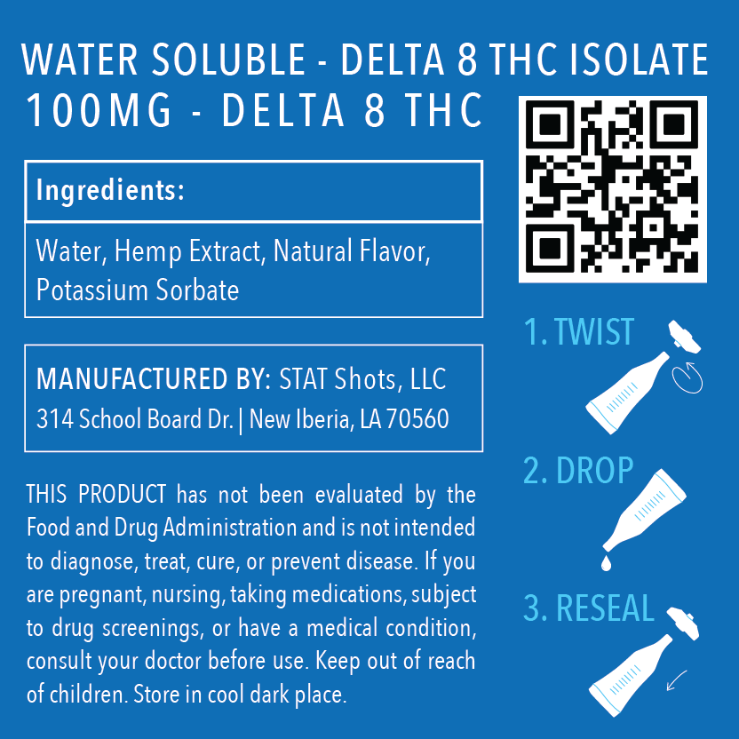 DELTA 8 Water Soluble 100mg - single vial - Tree Spirit Wellness