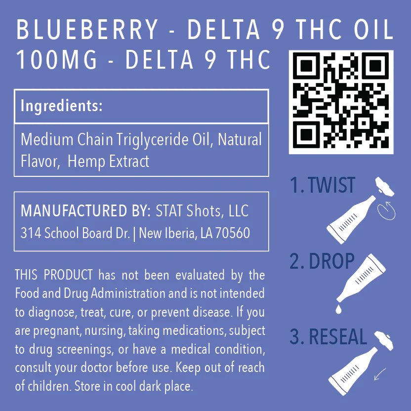 DELTA 9 Blueberry Oil 100mg - single vial - Tree Spirit Wellness