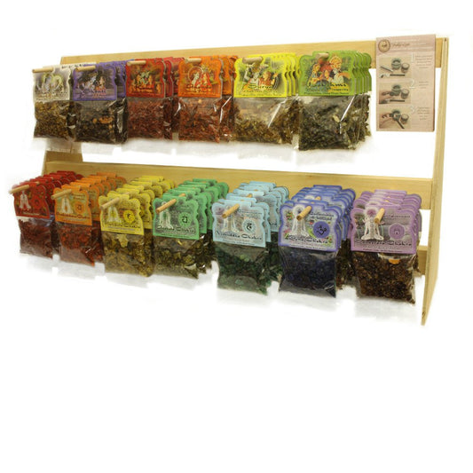 Display Rack - Herbal Resin Incense - Chakra and Intention Lines - 78 Bags 1.2oz - Tree Spirit Wellness