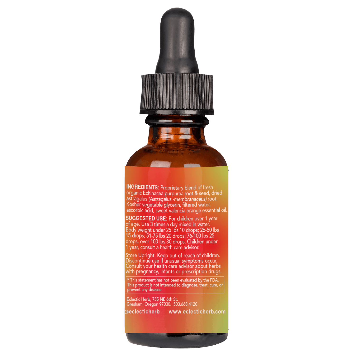 ECHINACEA ASTRAGALUS LIQUID- ORANGE - Tree Spirit Wellness