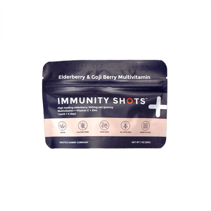 Elderberry & Goji Berry Immunity Shots Gummy Vitamins Raspberry Elderberry (12-Pack) - Tree Spirit Wellness