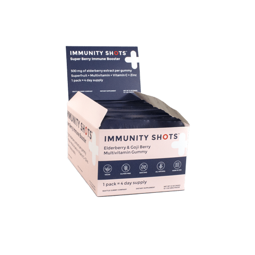 Elderberry & Goji Berry Immunity Shots Gummy Vitamins Raspberry Elderberry (12-Pack) - Tree Spirit Wellness