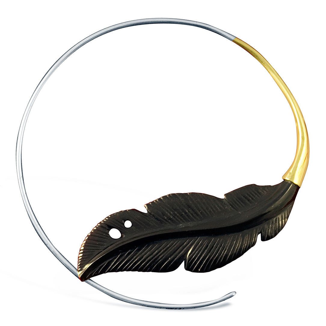 Feather Hoops - Horn - Tree Spirit Wellness