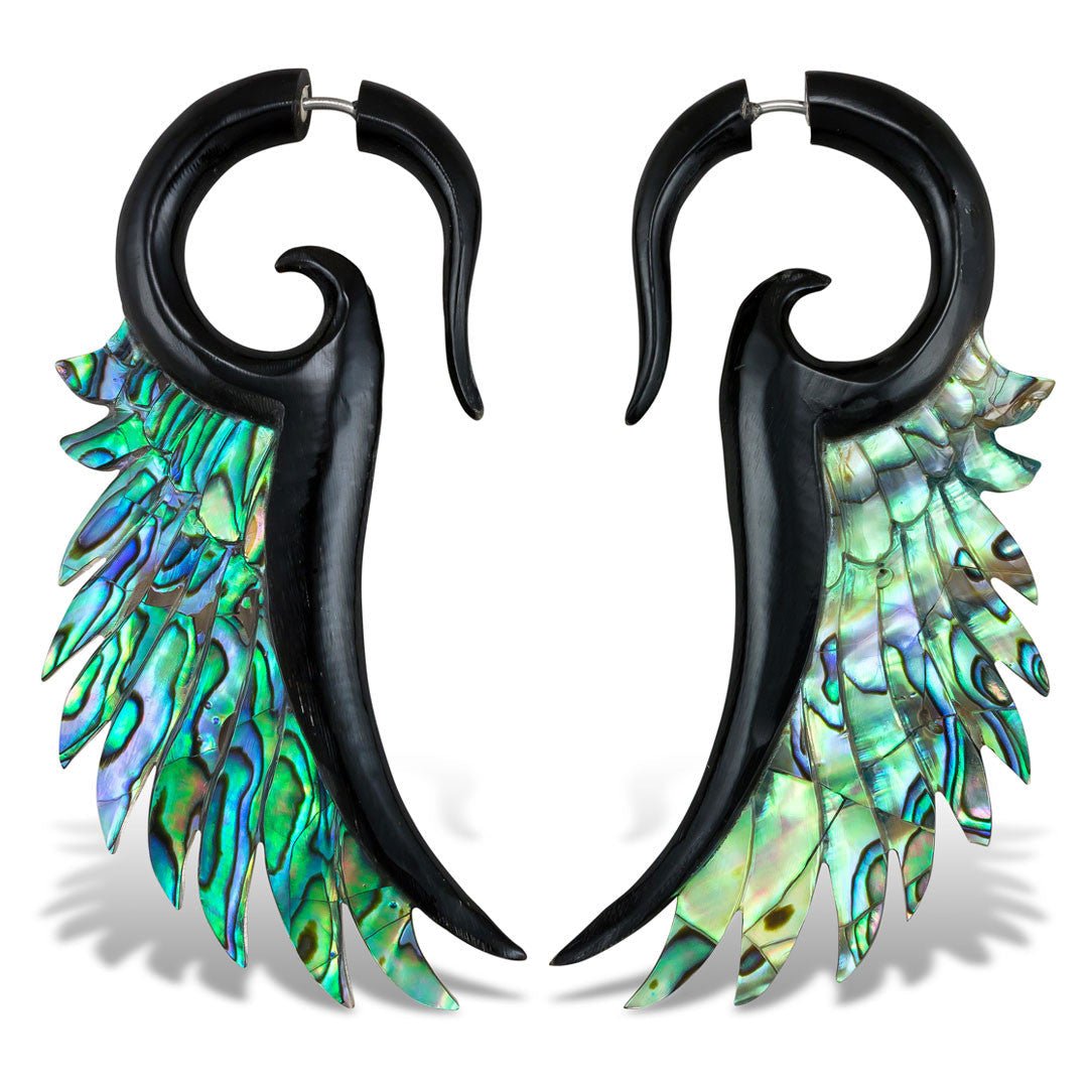 Flared Wings - Horn with Abalone - Tree Spirit Wellness