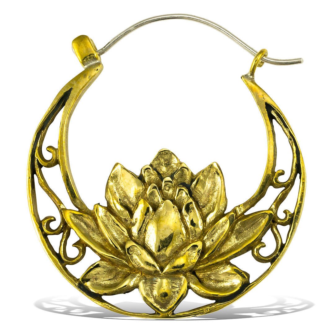 Flowering Lotus Hoops - Silver Post - Tree Spirit Wellness