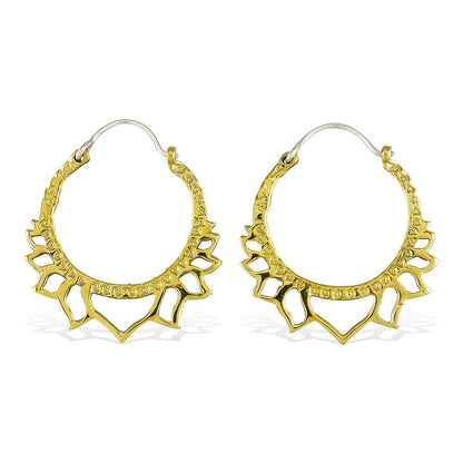 Golden Lotus Hoops - Silver Posts - Tree Spirit Wellness