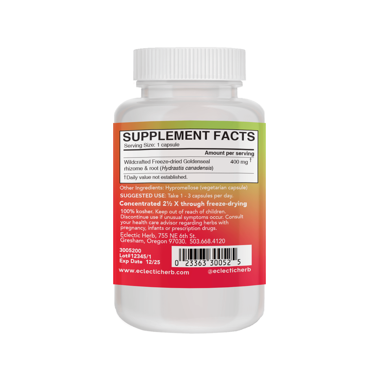 GOLDENSEAL ROOT CAPSULES *PLASTIC BOTTLE* - Tree Spirit Wellness