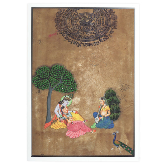 Greeting Card - Rajasthani Miniature Painting - Krishna with Gopis - 5"x7" - Tree Spirit Wellness