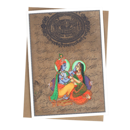Greeting Card - Rajasthani Miniature Painting - Radha Govinda - 5"x7" - Tree Spirit Wellness