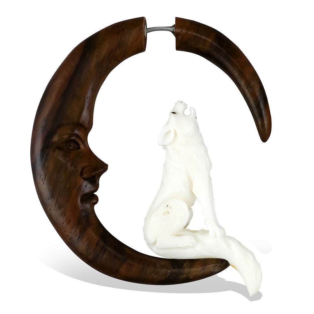 Howling Wolf Hoops - Wood - Tree Spirit Wellness