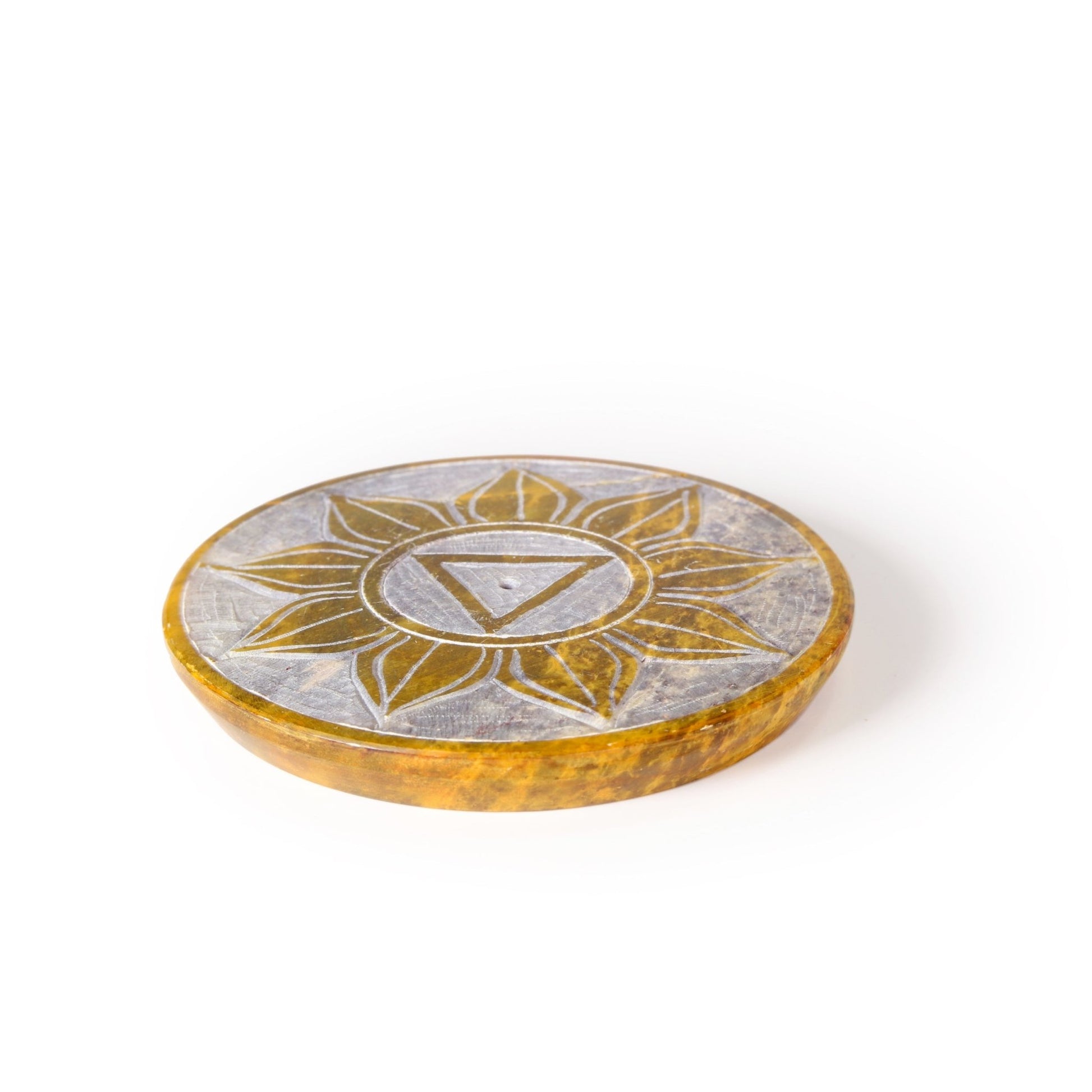 Incense Burner - Soapstone Plate Solar Plexus Chakra Manipura 3" - Tree Spirit Wellness