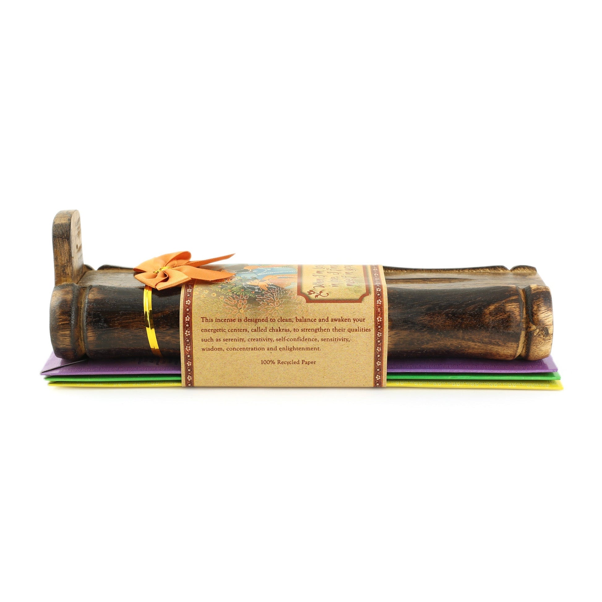 Incense Gift Set - Bamboo Burner + 3 Chakra Incense Sticks Packs & Love Greeting - Lost in Love - Tree Spirit Wellness
