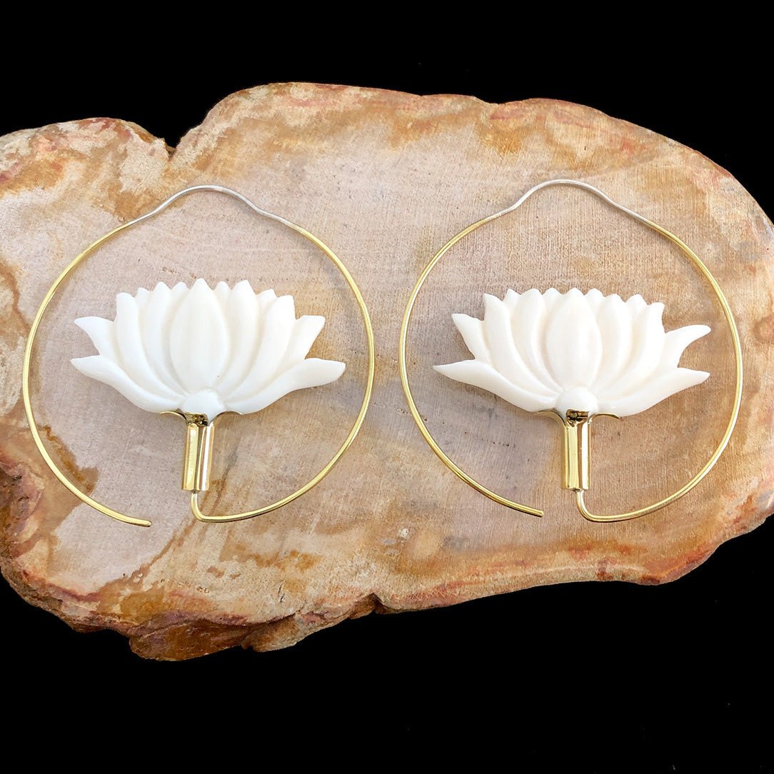 Lotus Hoops - Bone - Tree Spirit Wellness