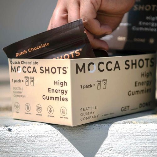 Mocca Shots High Energy Gummies with Caffeine Dutch Chocolate (12-Pack) - Tree Spirit Wellness
