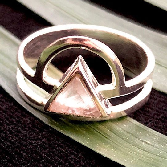 Moonstone Rising Triangle Ring - Silver - Tree Spirit Wellness