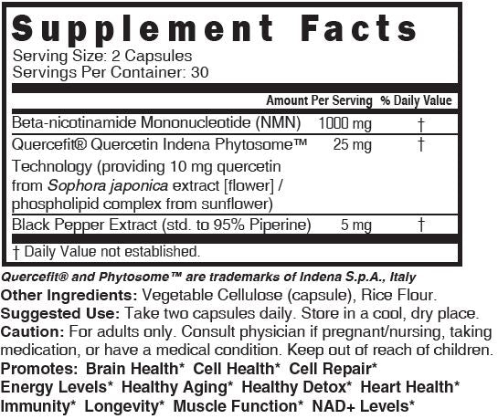 NMN+ 1000 mg (NMN + Quercetin & Piperine) MAX Strength 60 ct. - Tree Spirit Wellness