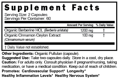 Nutri Berberine+ ORGANIC With Ceylon Cinnamon 1300mg - 120 Capsules - Tree Spirit Wellness