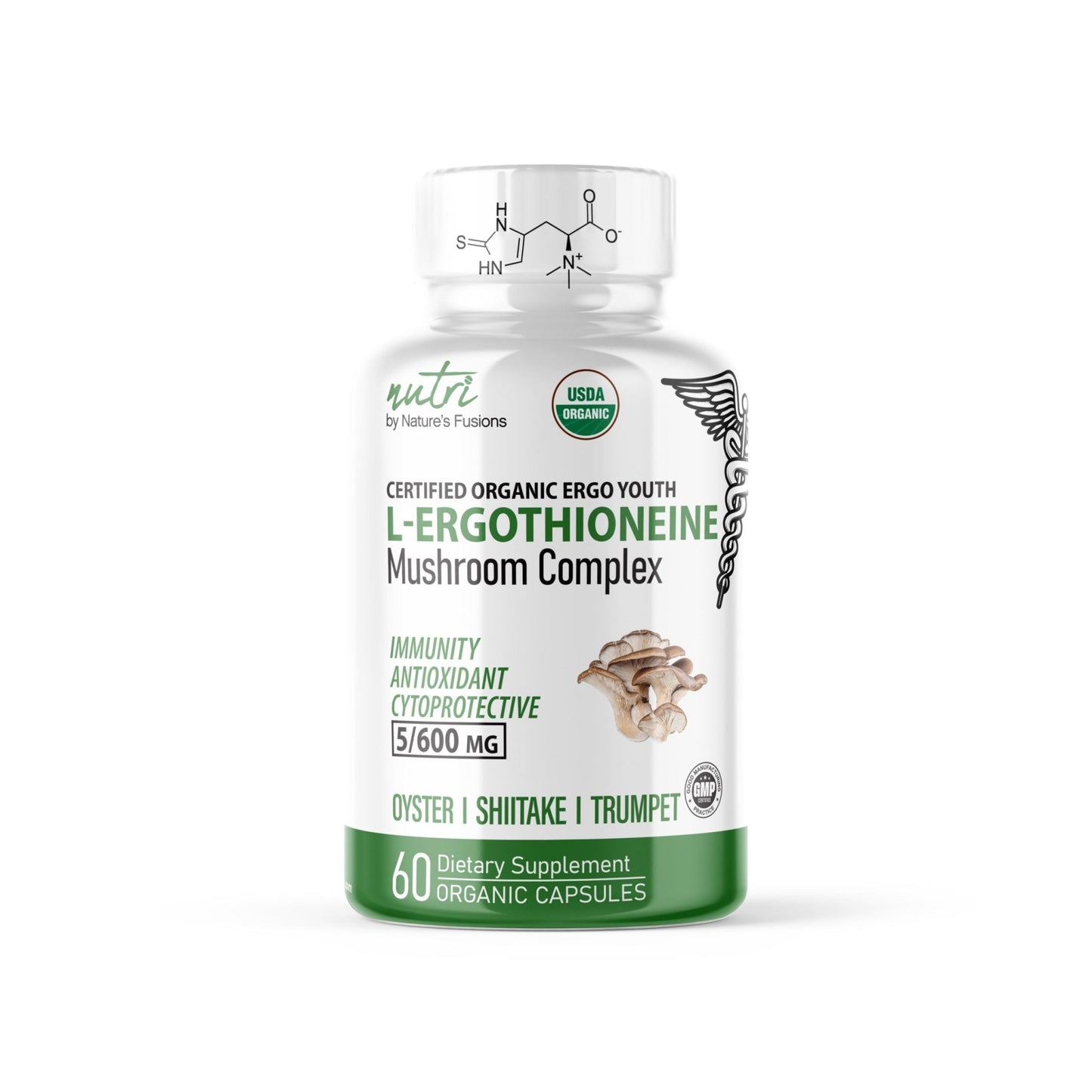 Nutri L Ergothioneine Supplements With Mushroom Complex - 5mg L-Ergothioneine & 600mg Organic Mushroom Extracts - Tree Spirit Wellness
