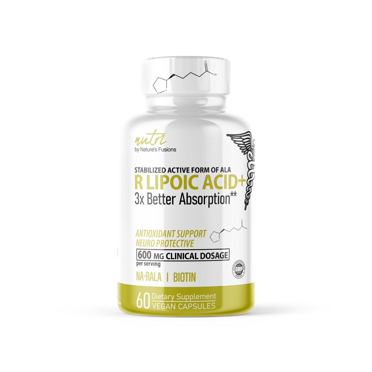 Nutri R Alpha Lipoic Acid 600mg Capsules with Biotin - Stabilized Active Form of ALA - 60 Vegan Capsules - Tree Spirit Wellness