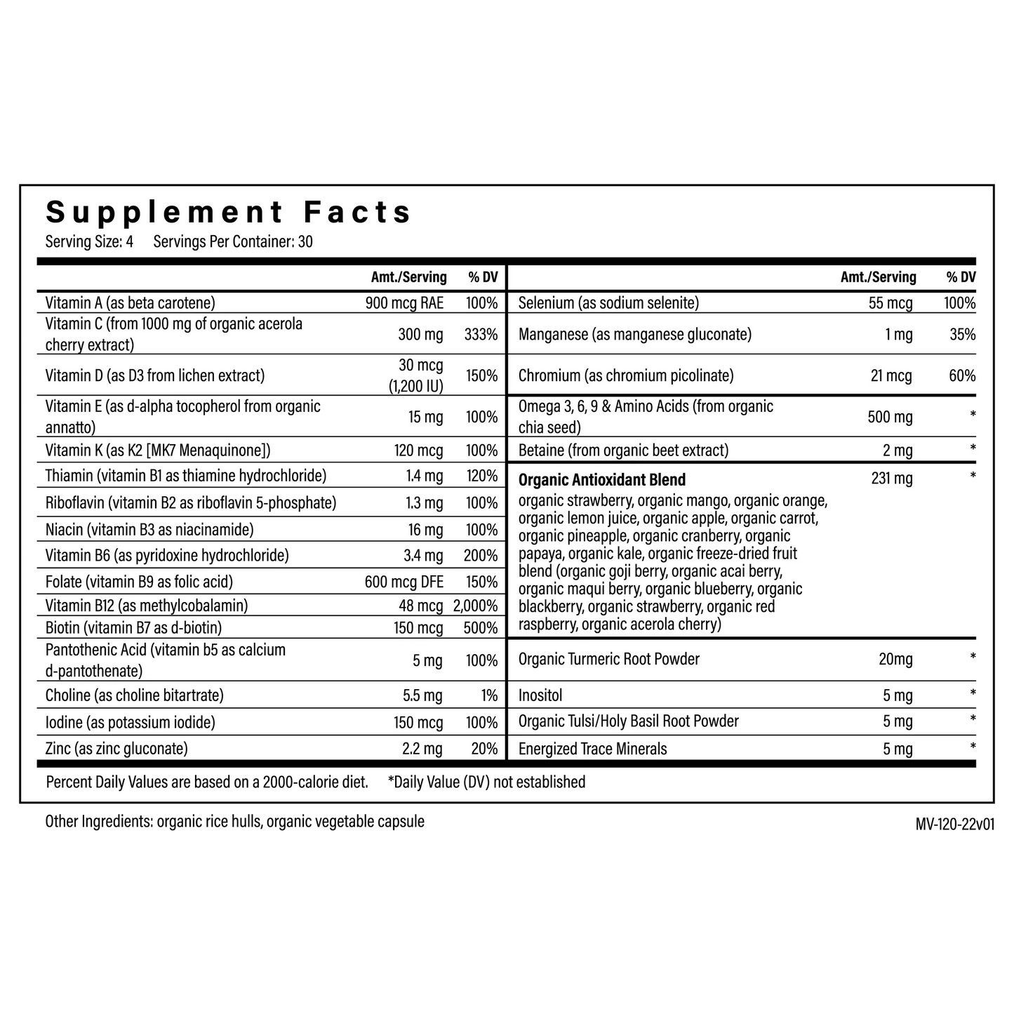 Organic Multivitamin with Minerals - Tree Spirit Wellness