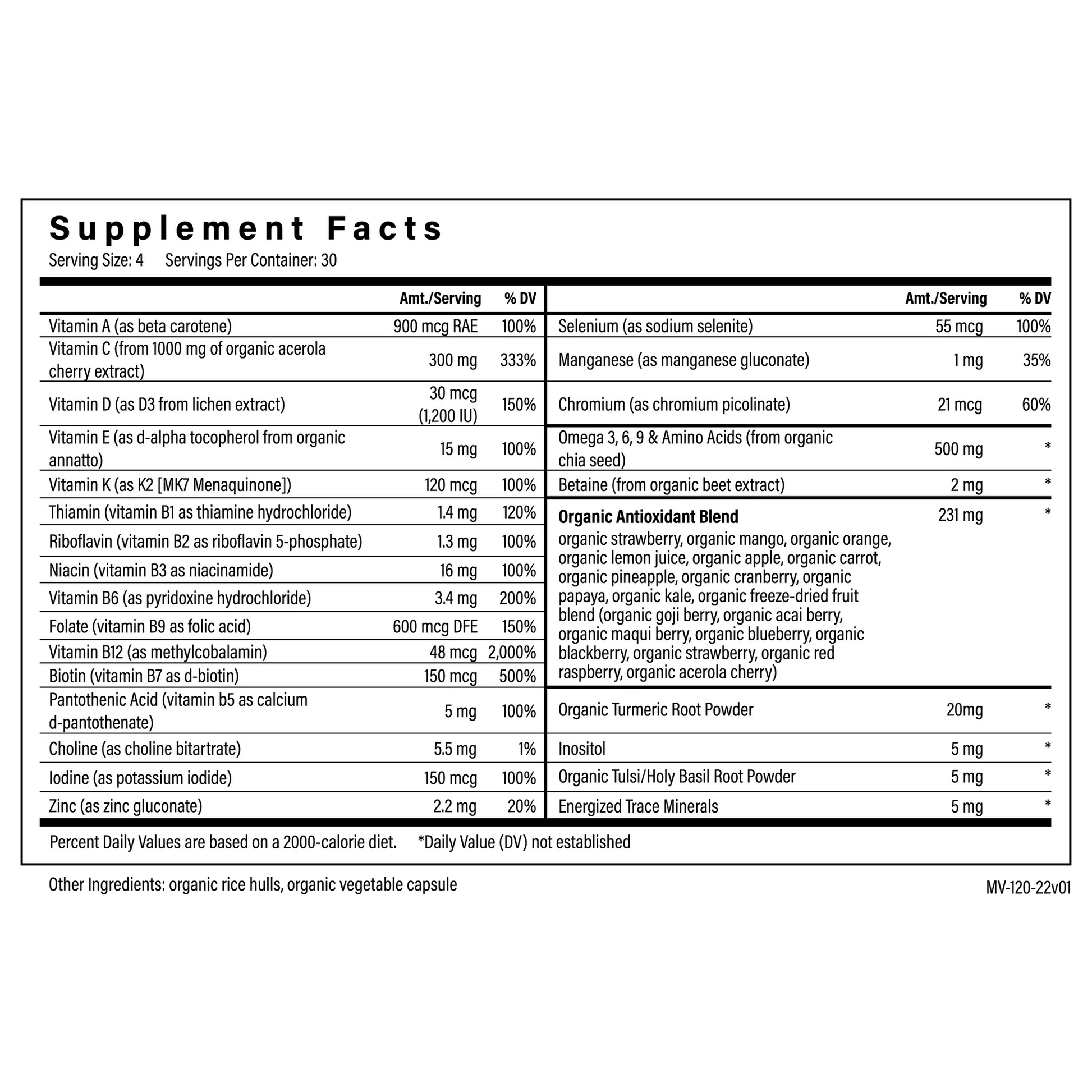 Organic Multivitamin with Minerals - Tree Spirit Wellness