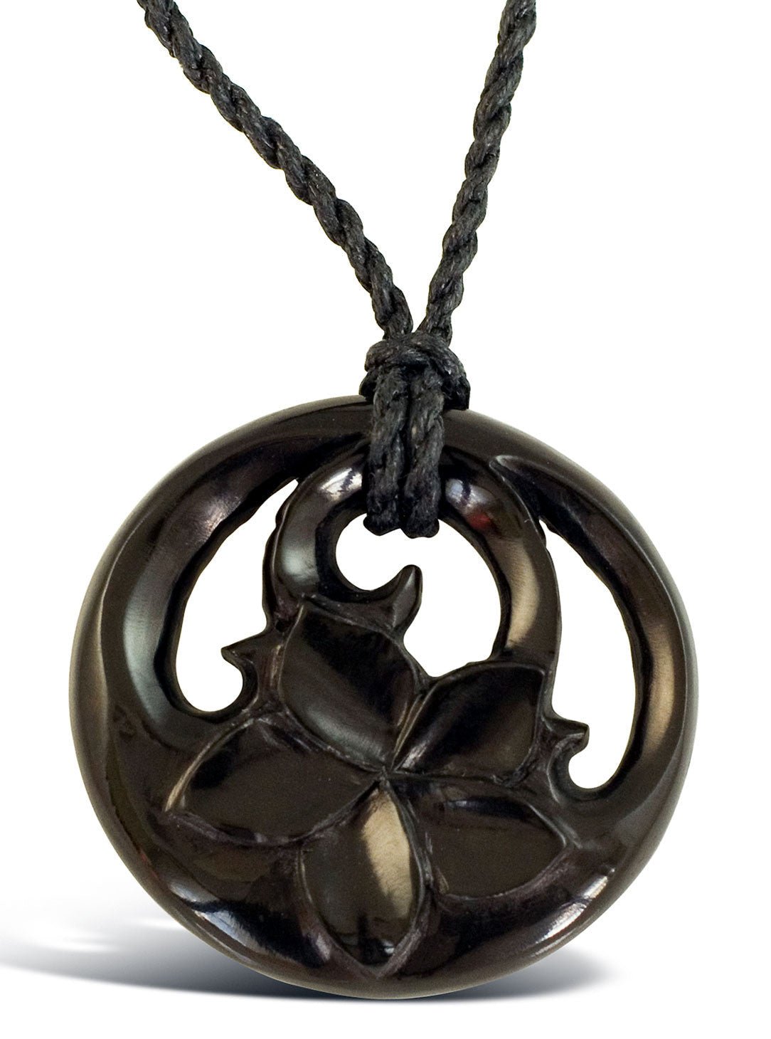 Plumeria Circle Pendant - Horn - Tree Spirit Wellness