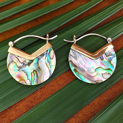 Saturn Hoops - Abalone Shell - Tree Spirit Wellness