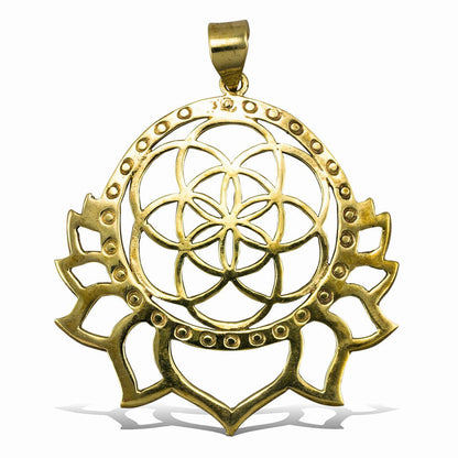 Seed of Life Lotus - Brass Pendant - Tree Spirit Wellness
