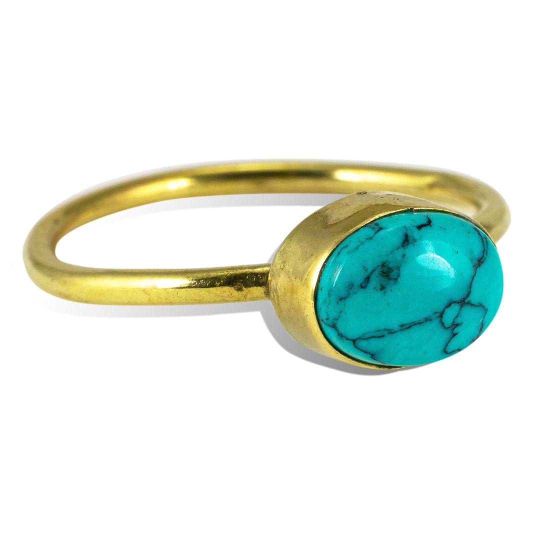 Simple Turquoise Ring - Brass - Tree Spirit Wellness