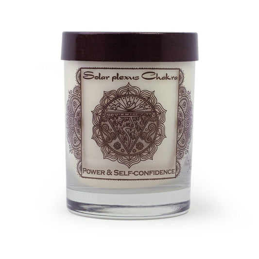 Soy Candle for Chakra Meditation Scented with Essential Oils | Solar Plexus Chakra Manipura | Lavender Blossom | Power and Self-confidence - 10.5oz - Tree Spirit Wellness