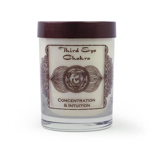 Soy Candle for Chakra Meditation Scented with Essential Oils | Third Eye Chakra Ajna | Indian Jasmine | Concentration and Intuition - 10.5oz - Tree Spirit Wellness