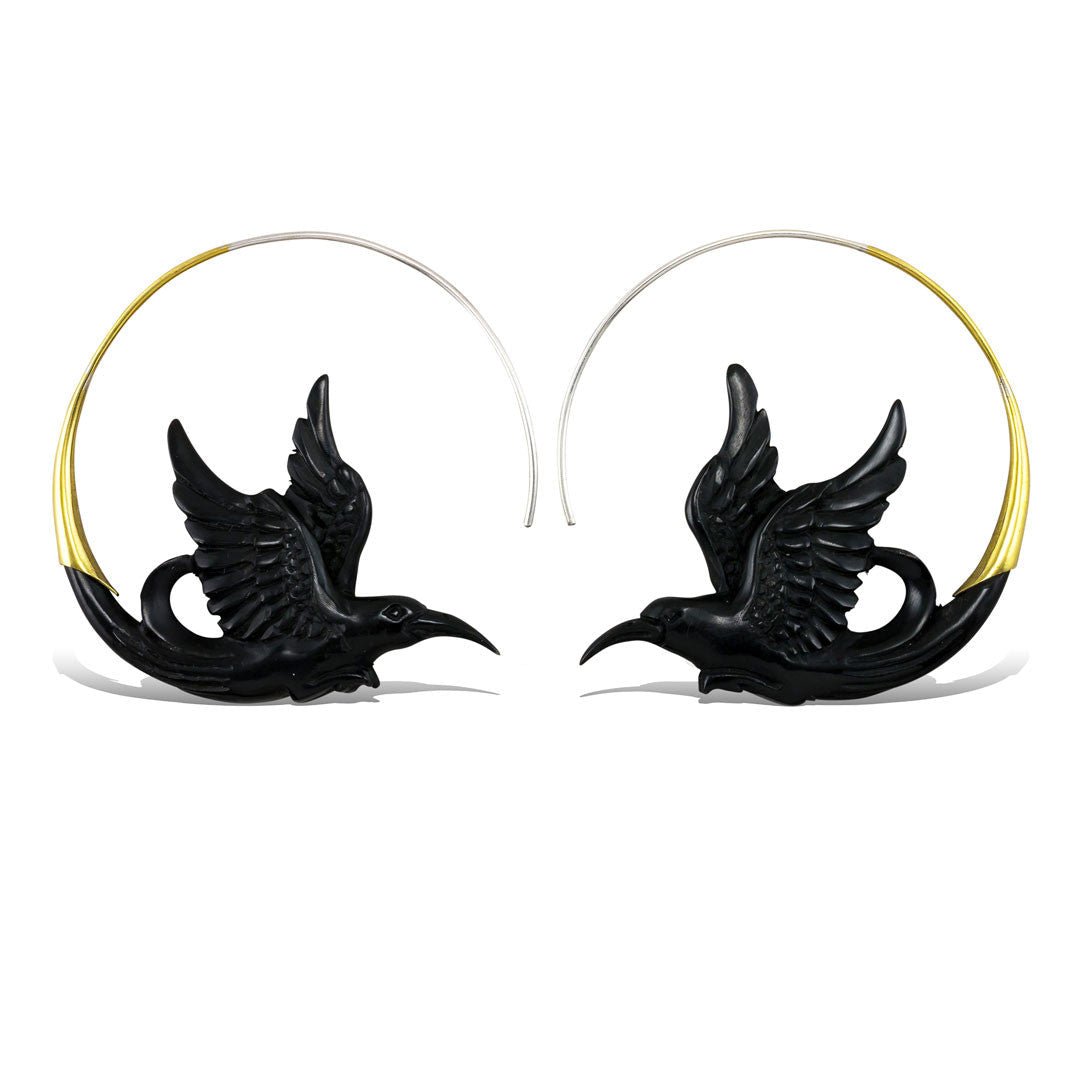 Sparrow Rising Hoops - Horn - Tree Spirit Wellness