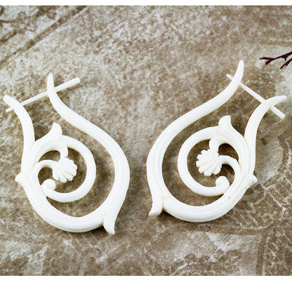 Teardrop Hoops - Bone - Tree Spirit Wellness